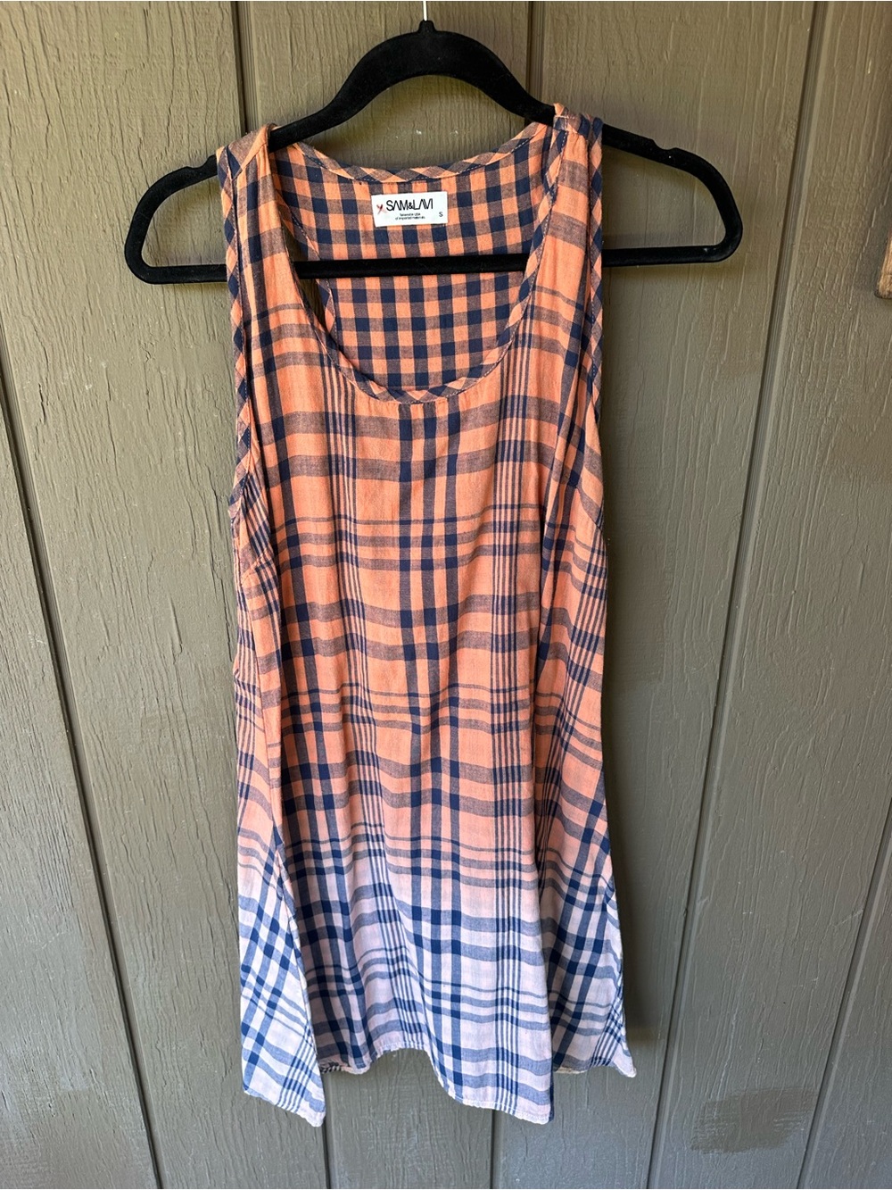Sam & Lavi Orange and Navy Plaid Sleeveless Dress